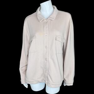 MUK LUKS French Terry Cargo Utility Topper Jacket XL Tan  Pockets, Casual, Comfy